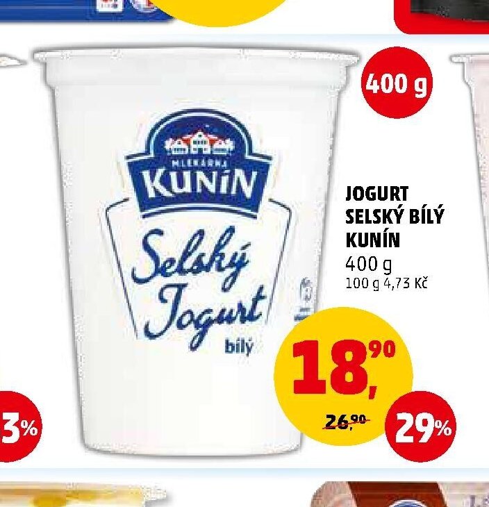 Jogurt selský bílý Kunín