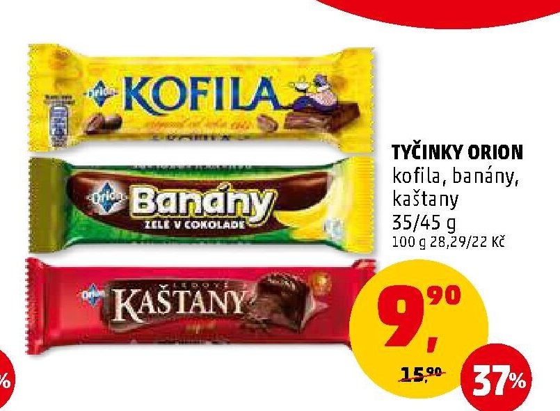 Tyčinky Orion Kofila, Banány, Kaštany