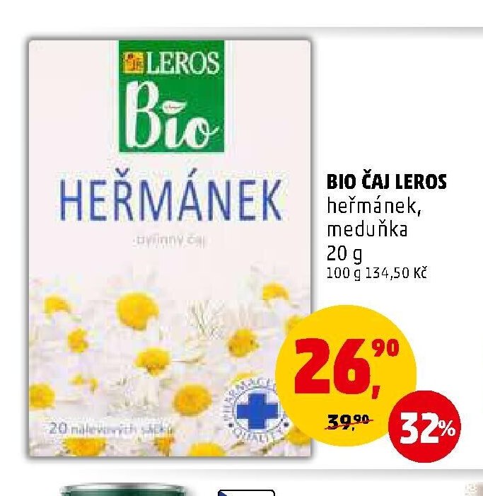 Bio čaj Leros heřmánek, meduňka