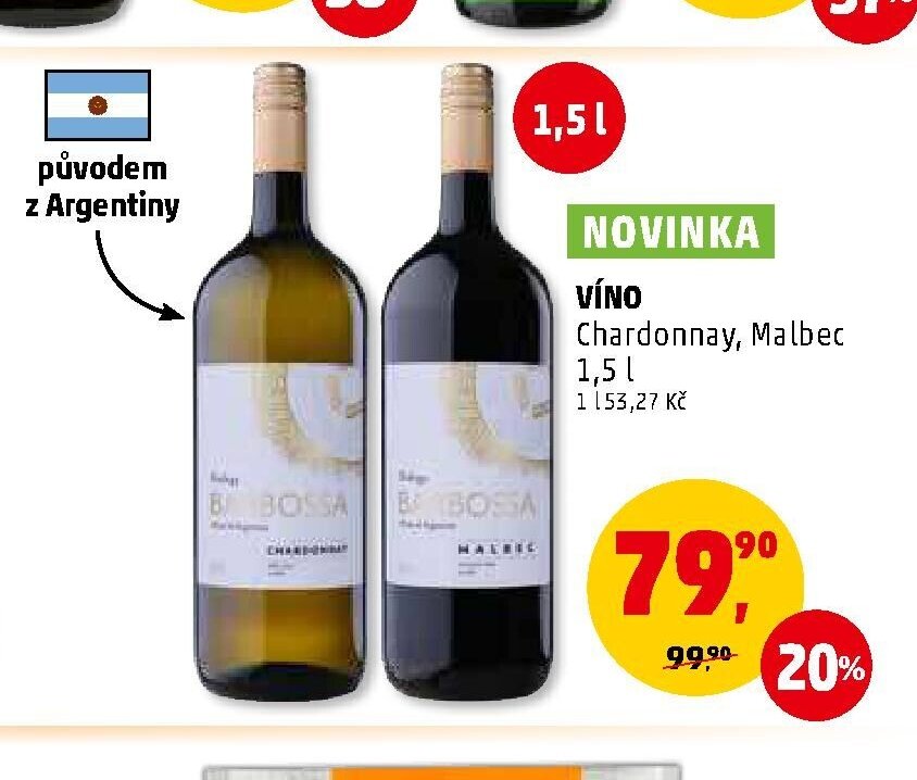 VÍNO Chardonnay, Malbec