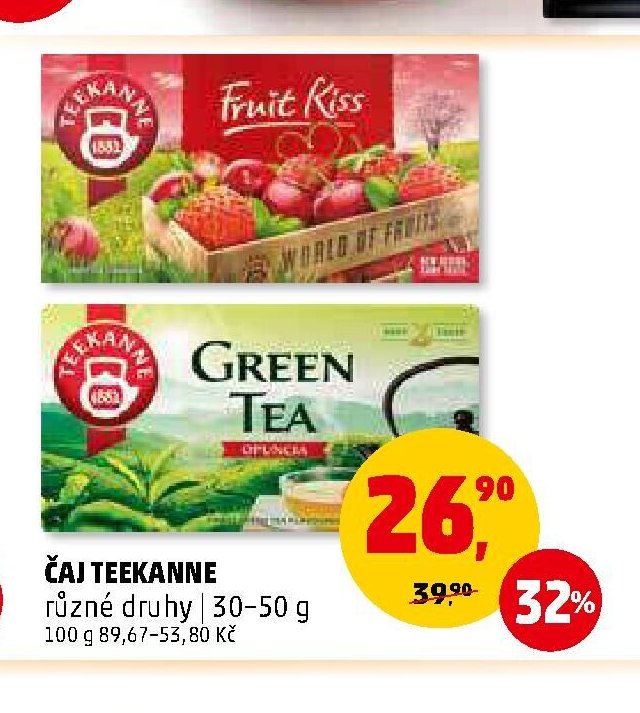 Čaj Teekanne různé druhy 30–50 g