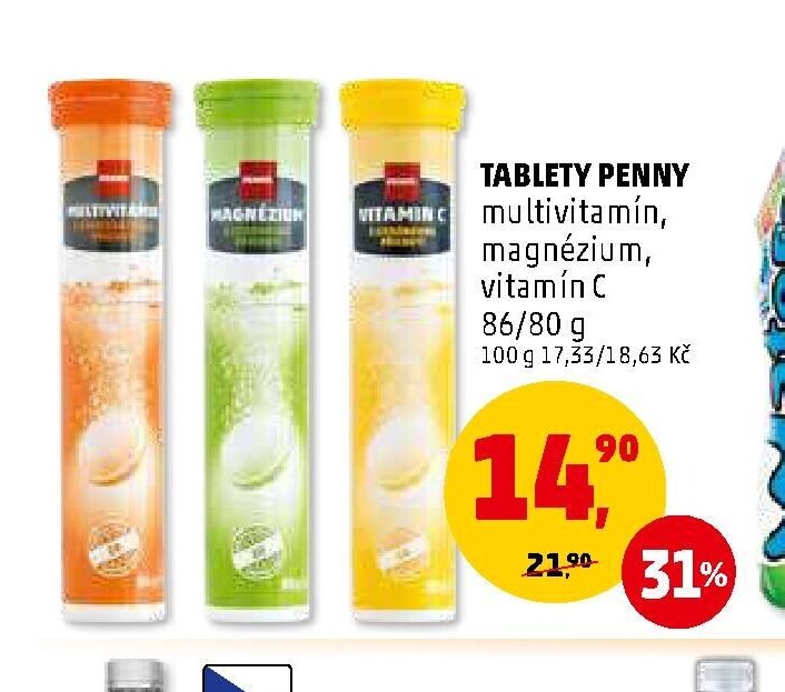 Tablety Penny multivitamin, magnézium, vitamín C 86/80 g