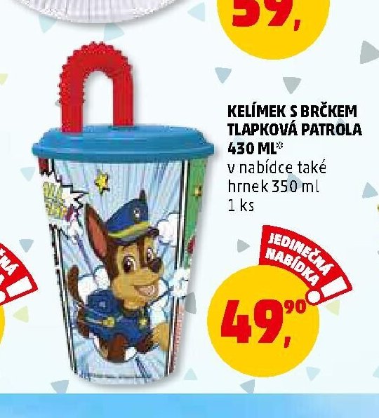 Kelímek s brčkem Tlapková patrola 430 ml