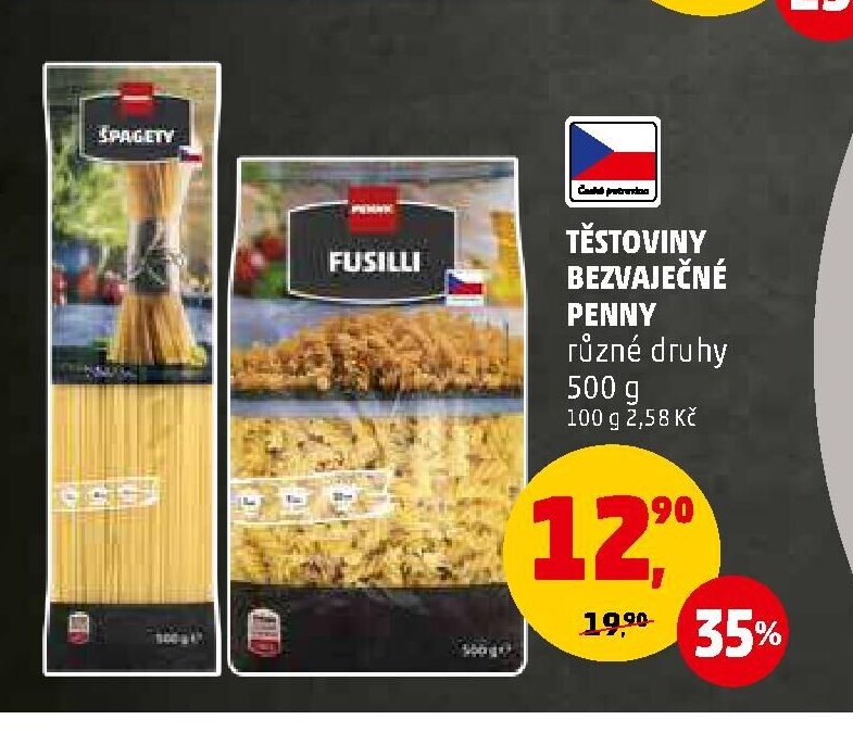 Těstoviny bezvaječné Penny různé druhy 500 g