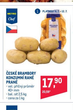 ČESKÉ BRAMBORY KONZUMNÍ RANÉ PRANÉ