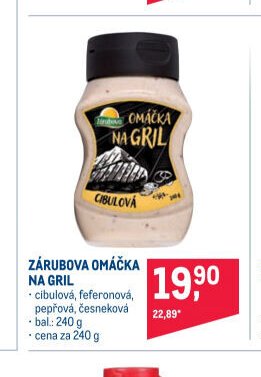 ZÁRUBOVA OMÁČKA NA GRIL (cibulová, feferonová, pepřová, česneková)