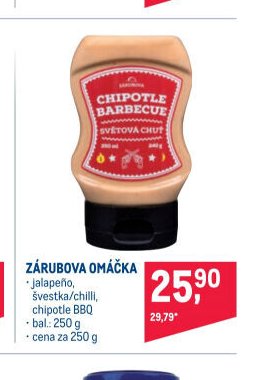ZÁRUBOVA OMÁČKA (jalapeňo, švestka/chilli, chipotle BBQ)