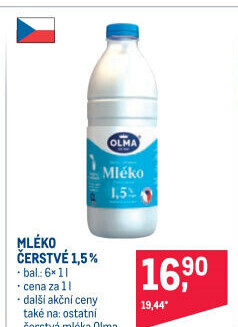 Mléko čerstvé Olma - 1,5% polotučné