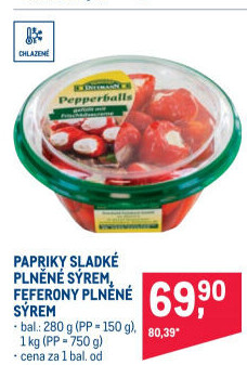 Papriky plněné sýrem Feinkost Dittmann