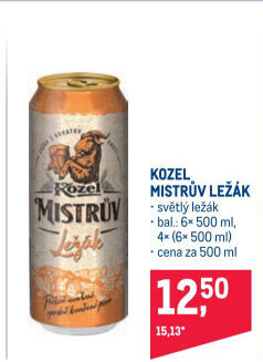 Pivo Mistrův světlý ležák Velkopopovický Kozel