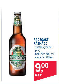 Pivo světlé výčepní Rázná 10° Radegast