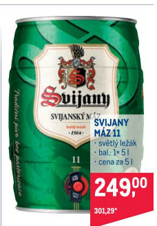 Pivo světlý ležák 11° Svijanský Máz Svijany - soudek