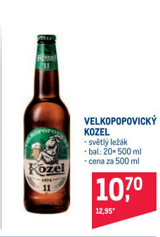 Pivo světlý ležák Velkopopovický Kozel