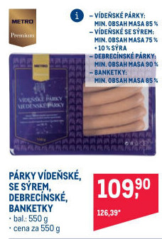 Vídeňské párky Premium Metro