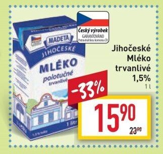 Jihočeské Mléko trvanlivé 1,5%