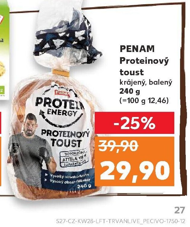 PENAM Proteinový toust krájený, balený 240 g