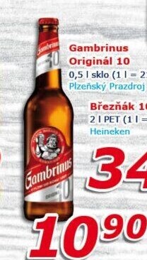 Pivo světlé výčepní Originál 10° Gambrinus