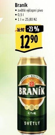 Pivo světlé výčepní 10° Braník