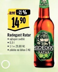 Pivo světlé výčepní Ratar Radegast