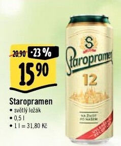 Pivo světlý ležák 12° Staropramen