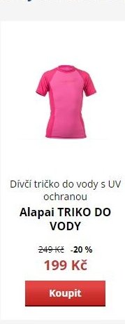 Dívčí tričko do vody s UV ochranou Alapai TRIKO DO VODY