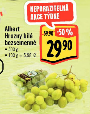 Hrozny bílé bezsemenné Albert