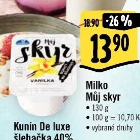 Dezert zakysaný ochucený Můj Skyr 0% Milko