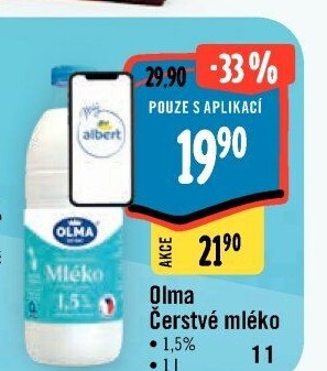 Mléko čerstvé Olma - 1,5% polotučné