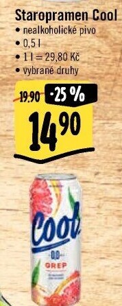 Nealkoholické pivo ochucené Staropramen Cool