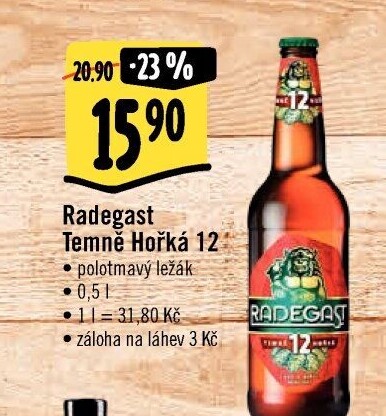 Pivo polotmavý ležák 12° Temně hořký Radegast