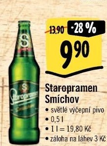 Pivo světlé výčepní 10° Smíchov Staropramen