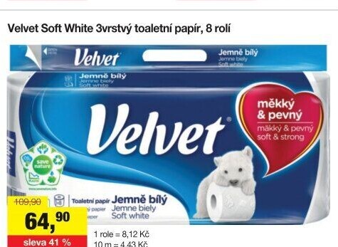 Toaletní papír 3vrstvý Velvet
