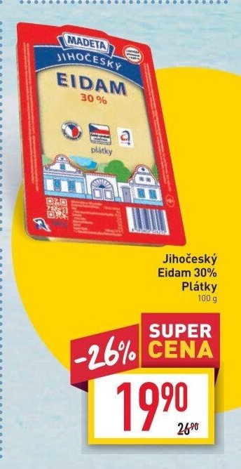 Jihočeský Eidam 30% Plátky