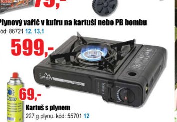 Plynový vařič v kufru