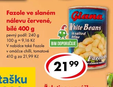 Fazole ve slaném nálevu červené, bílé 400 g