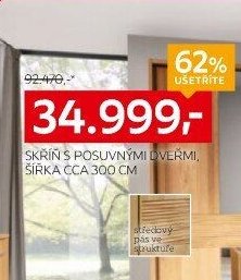 SKŘÍŇ S POSUVNÝMI DVEŘMI, ŠÍŘKA CCA 300 CM