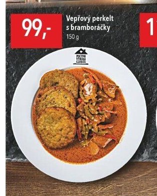 Vepřový perkelt s bramboráčky