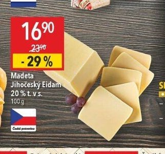 Madeta Jihočeský Eidam 20 % t. v s.