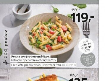 Penne se sýrovou omáčkou