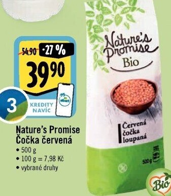 Červená čočka bio Nature'