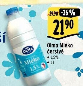 Mléko čerstvé Olma - 1,5% polotučné