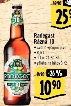 Pivo světlé výčepní Rázná 10° Radegast