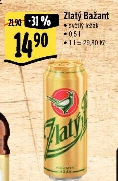 Pivo světlý ležák 12° Zlatý Bažant