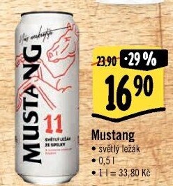 Pivo světlý ležák Mustang Ostravar