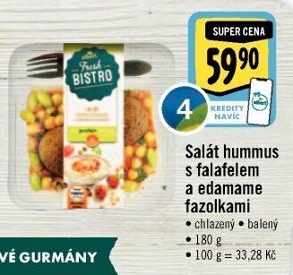 Salát Hummus s falafelem a edamame fazolkami s proteiny Albert Fresh Bistro