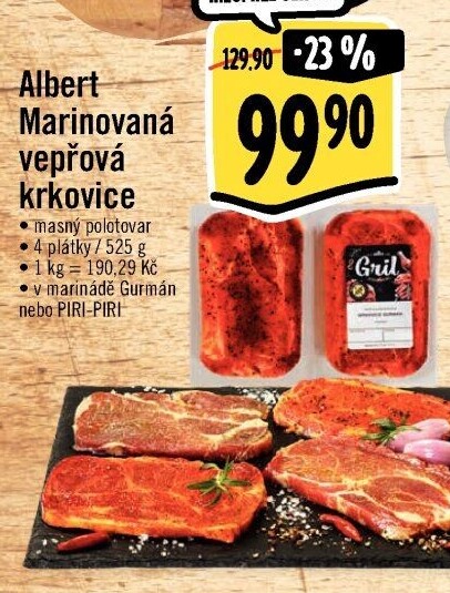 Vepřová krkovice marinovaná bez kosti Gurmán Albert Gril