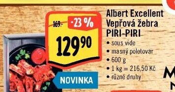 Vepřová žebra Piri-Piri Sous vide Albert Excellent