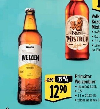 Pivo světlé pšeničné nefiltrované Weizenbier Primátor