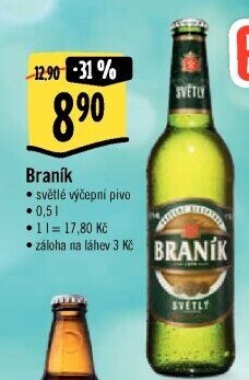 Pivo světlé výčepní 10° Braník