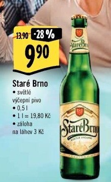 Pivo světlé výčepní 10° Staré Brno Starobrno